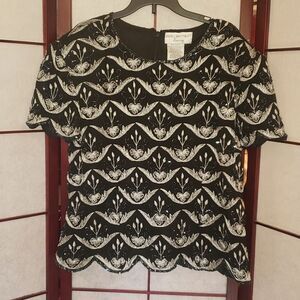 Papell Boutique Evening Silk Formal Black Top